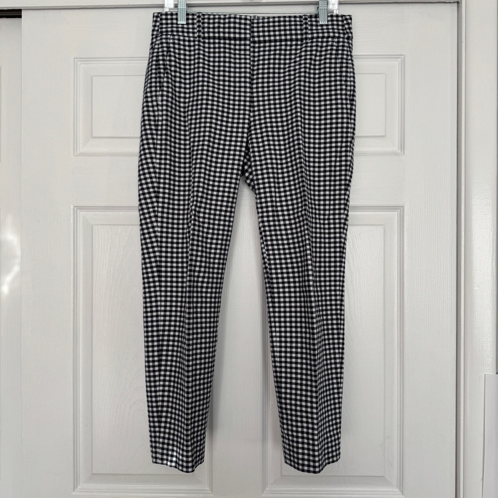 J.CREW | Cameron bi-stretch cotton pant in navy gingham Size 6 Style AV379